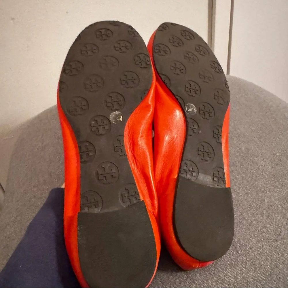 Tory Burch Red Leather Reva Ballet Flats - Picture 2 of 6